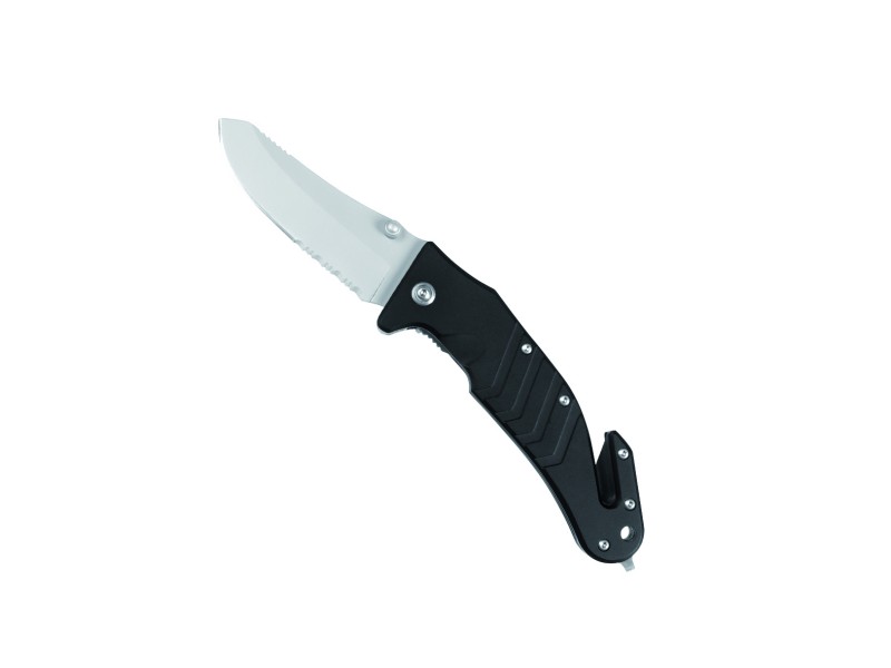 Nož MIL-TEC črn z rezalnikom - 8 cm EN