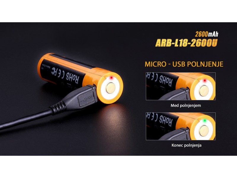 Punjača baterija FENIX 18650 ARB-L18 2600U - Micro USB