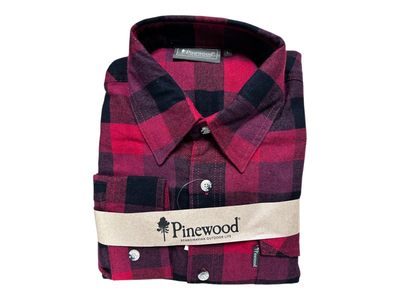 Srajca PINEWOOD Texas velik karo rdeča - dolgi rokav