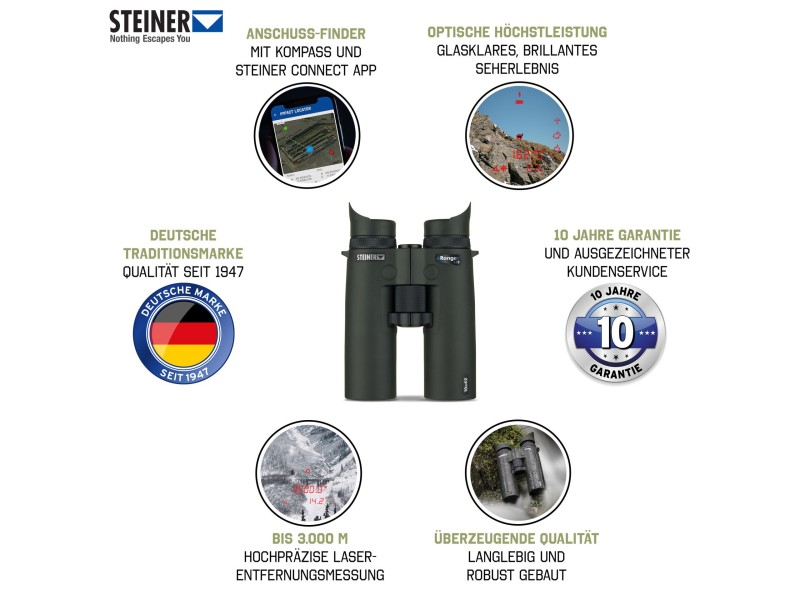 Daljnogled STEINER eRanger LRF 10x42 - daljnogled z laserskim daljinomerom do 3000 m