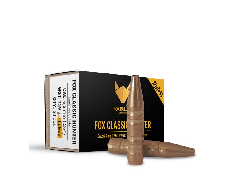 Krogle za polnjenje FOX Classic Hunter - 6,5 mm (.264) - 139 gr/9,0 g (50 kos) TIPLESS