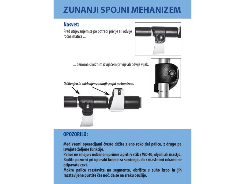 Jagdstock für Gewehrstütze ausziehbar - Griff PE AUSSENMECHANISMUS