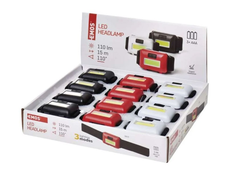 Kopflampe EMOS LED COB 1W 3×AAA