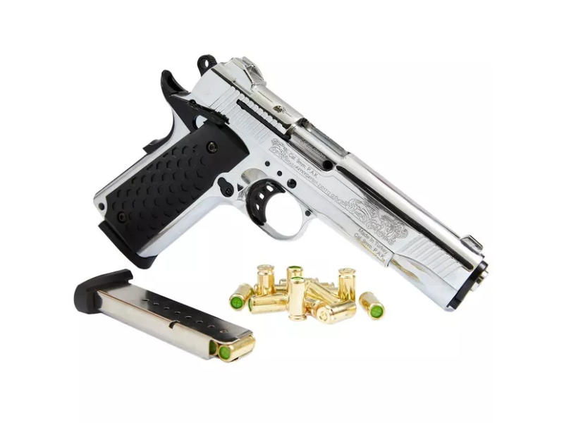 Pištola signalna KUZEY 1911  9mm P.A.K - crom/črna gravura