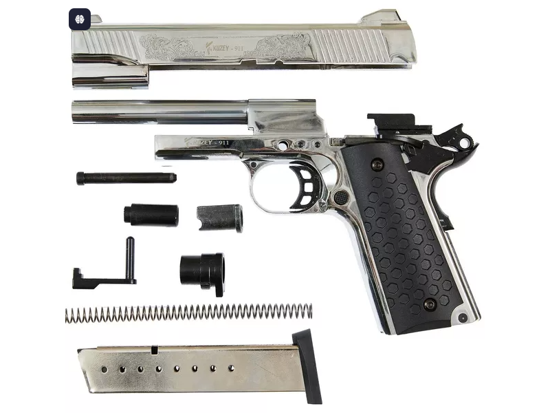 Pištola signalna KUZEY 1911  9mm P.A.K - crom/črna gravura