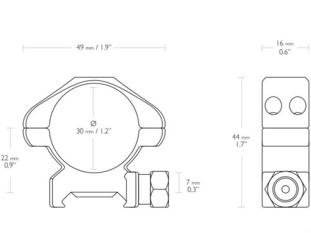 Montaža strelnega daljnogleda HAWKE - 30 mm srednja - JEKLENA