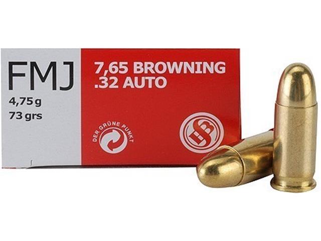 Patrone S&B 7,65 mm Brow.