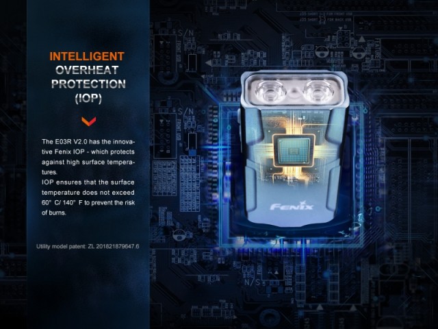 Mini rechargeable flashlight FENIX E03R V2.0 keychain - 500 lm