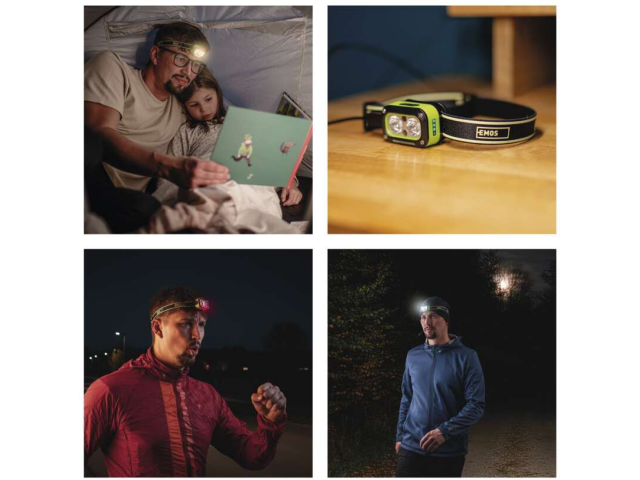 Naglavna polnilna svetilka EMOS LED - 175 lm