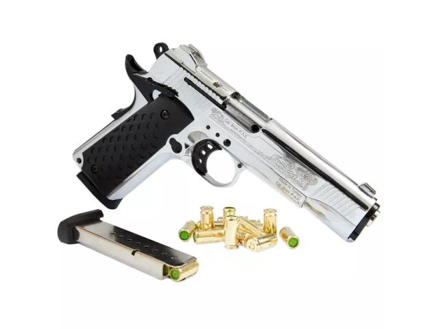 Pištola signalna KUZEY 1911  9mm P.A.K - crom/črna gravura