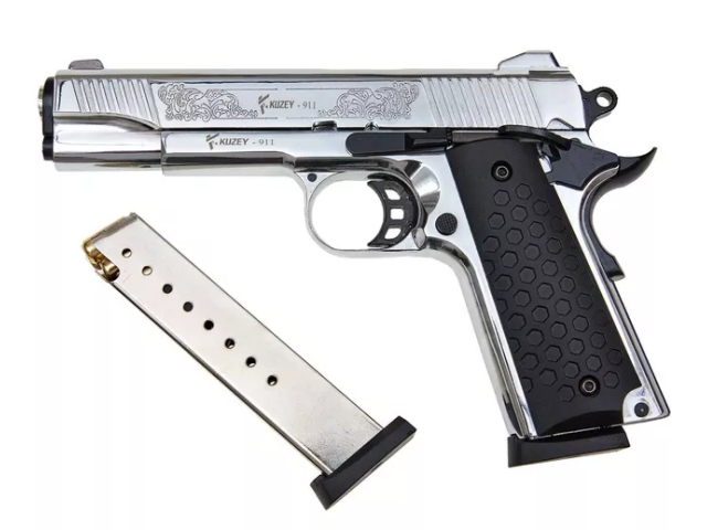 Pištola signalna KUZEY 1911  9mm P.A.K - crom/črna gravura