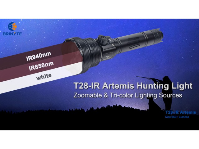 Polnilna svetilka BRINYTE Artemis T28 (bela, IR 850, IR 940)