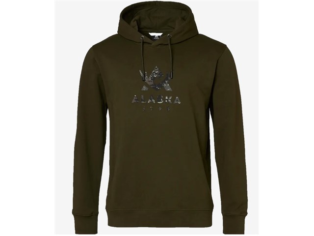 Pulover s kapuco ALASKA 1795 Camo Logo Hoodie - Night Green