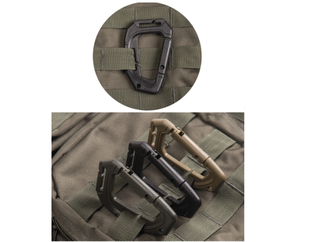 Tactical carabiner ABS plastic 8.5 cm BLACK - 2 pcs