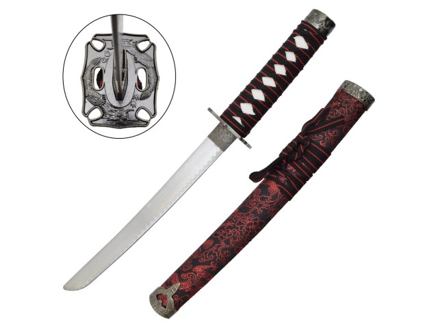 Meč KATANA set WAKIZASHI-TANTO - 3 kom na stojalu RED