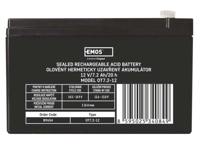 Polnilna baterija EMOS SLA 12V 7,2AH