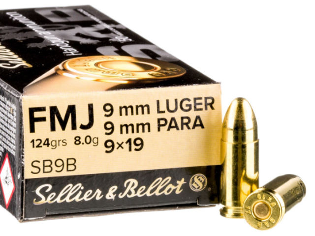 Cartuccia S&B 9mm FMJ 8g