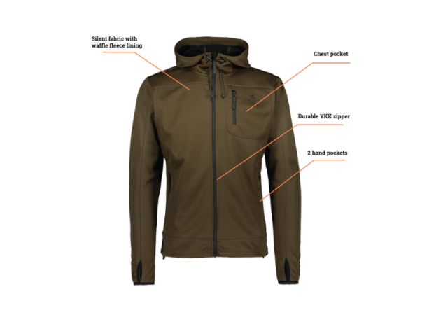 Jagdwolle ALASKA 1795 Sniper mit Kapuze - moos/grün