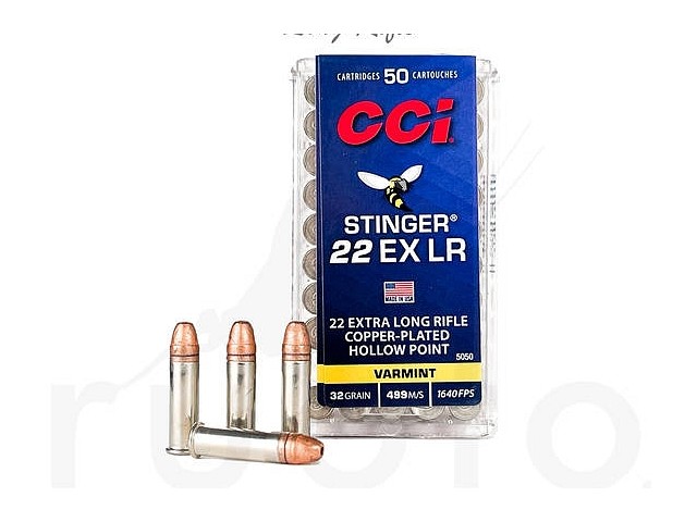 Cartuccia CCI .22 LR Stinger EX (extra lunga) 
