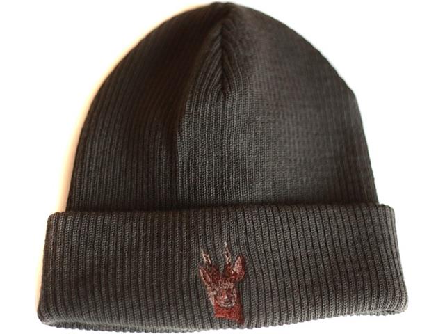 Cappello da caccia con bordo arrotolato e motivo di cervo 