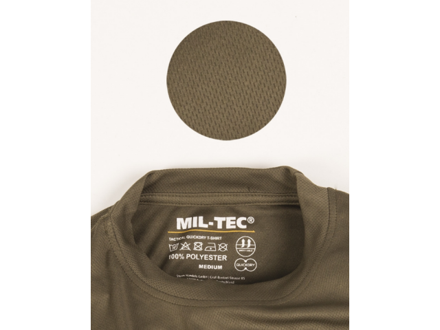 Maglietta MILTEC Tactical QUICKDRY nera (solo il motivo è di colore verde, per mostrare il materiale)