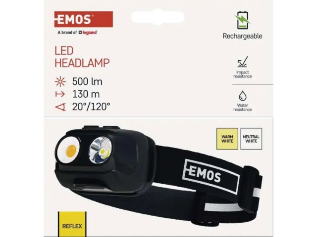 Torcia frontale Emos COB LED 500lm, 130m