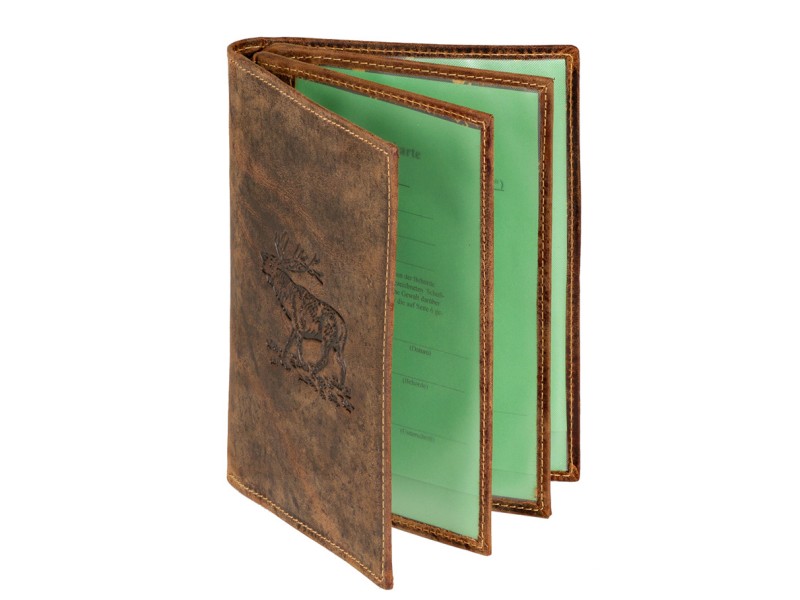 Case for firearm license and other hunting permits with deer motif