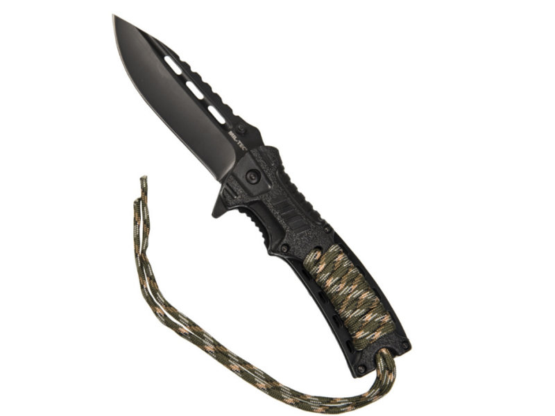 Preklopni nož MILTEC One hand paracord camo s kresilom