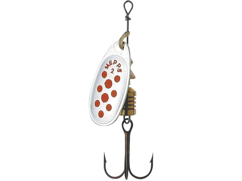 Blinker MEPPS comet silber/rote Punkte