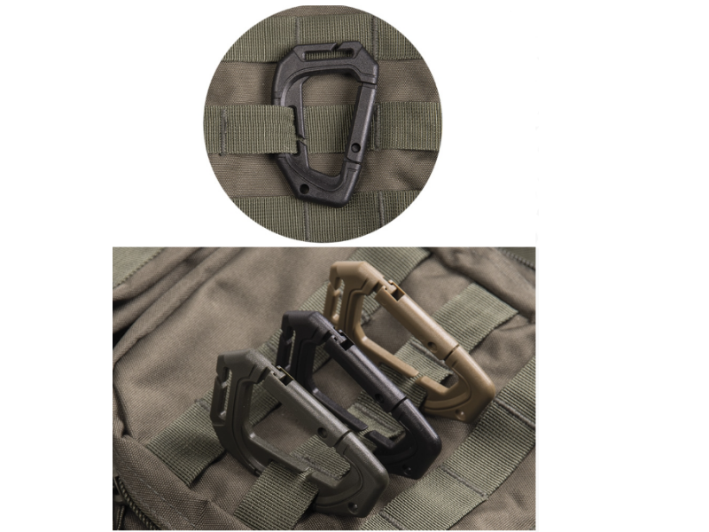 Tactical carabiner ABS plastic 8.5 cm BLACK - 2 pcs