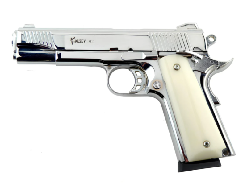 Pištola signalna KUZEY 1911 9mm P.A.K - crom/bela