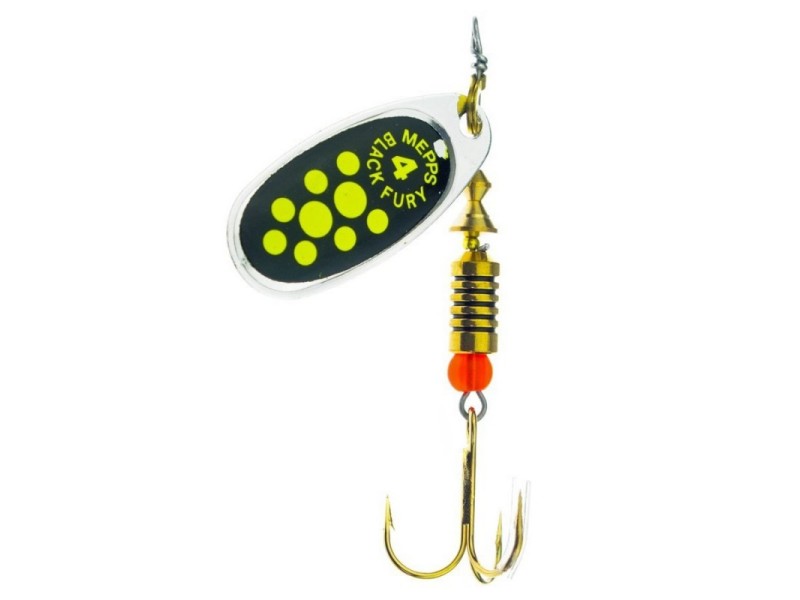 MEPPS Black Fury spinner yellow dots on silver #4