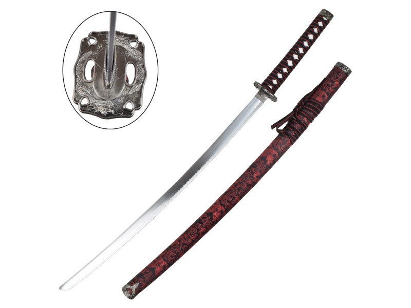 Meč KATANA set WAKIZASHI-TANTO - 3 kom na stojalu RED