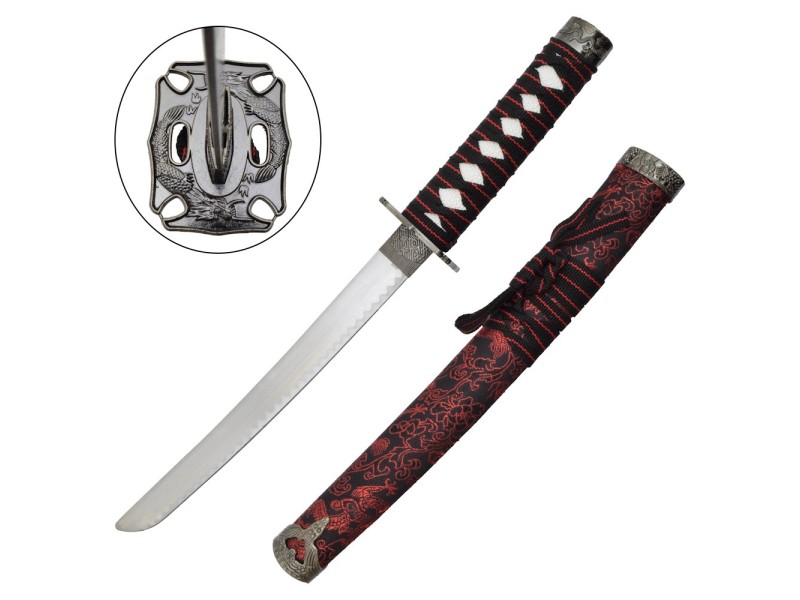 Meč KATANA set WAKIZASHI-TANTO - 3 kom na stojalu RED