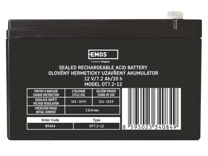Polnilna baterija EMOS SLA 12V 7,2AH