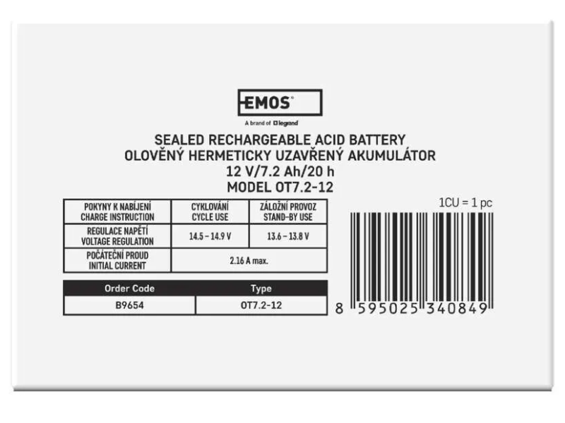 Polnilna baterija EMOS SLA 12V 7,2AH