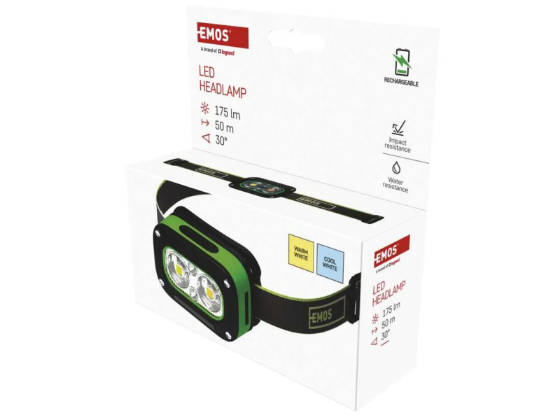 Naglavna polnilna svetilka EMOS LED - 175 lm