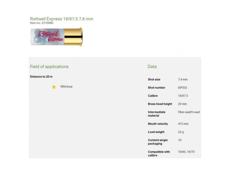 Rottweil Express 16/67,5 - 7,4mm 9P