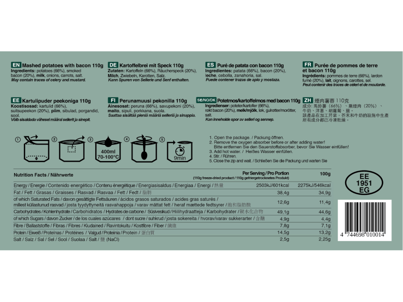 Mahlzeit TACTICAL FOODPACK Kartoffelpüree mit Speck