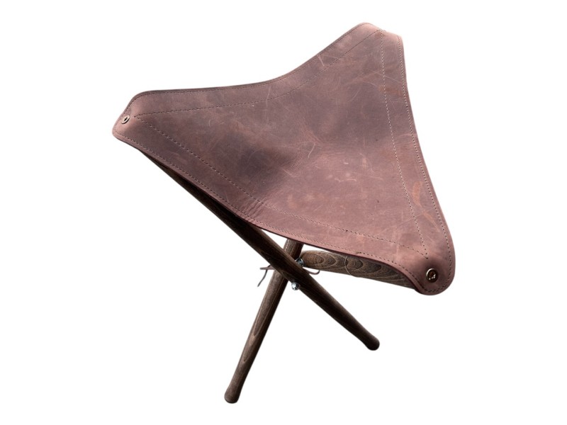 Stol trinožec lesen 50 cm - rjav