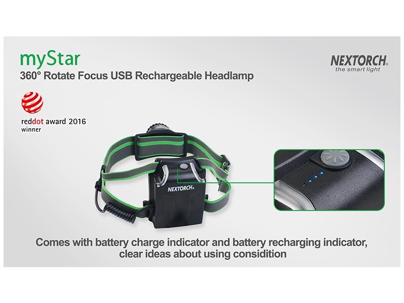 Prednja svjetiljka NEXTORCH myStar CRNA - punjiva