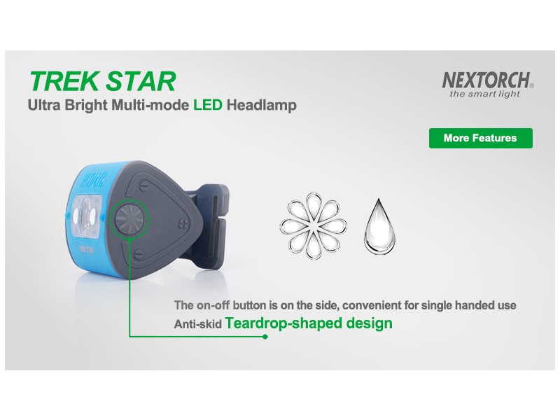 Naglavna svjetiljka NEXTORCH Trek star - zelena