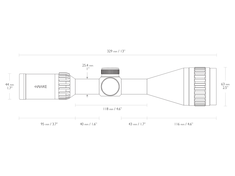 Strelni daljnogled HAWKE 4-12x50 AO - AMX