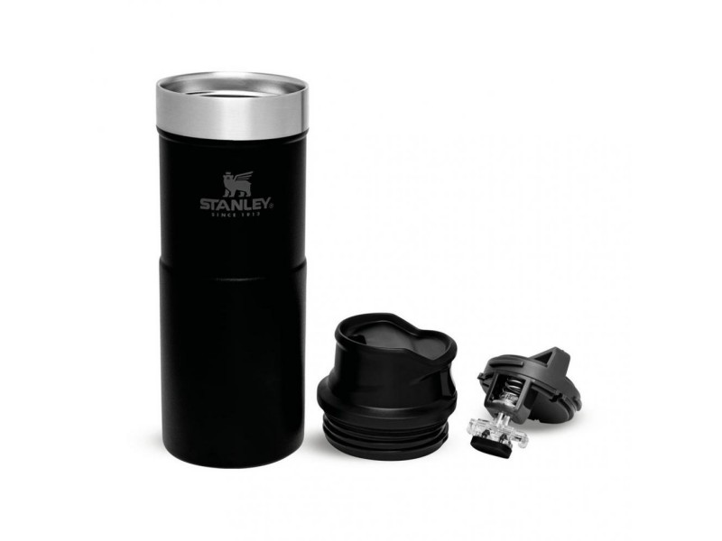 Termo lonček z enoročnim odpiranjem STANLEY Travel mug 0,473 l- črn