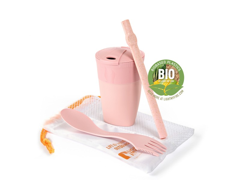 Set LIGHT MY FIRE ReKit BIO: tazza, spork, cannuccia - Rosa