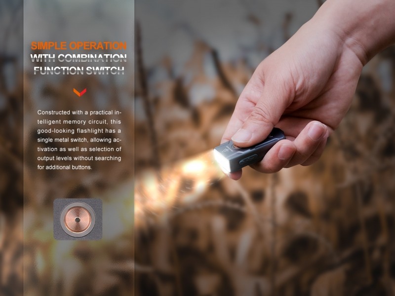 Mini rechargeable flashlight FENIX E03R V2.0 keychain - 500 lm