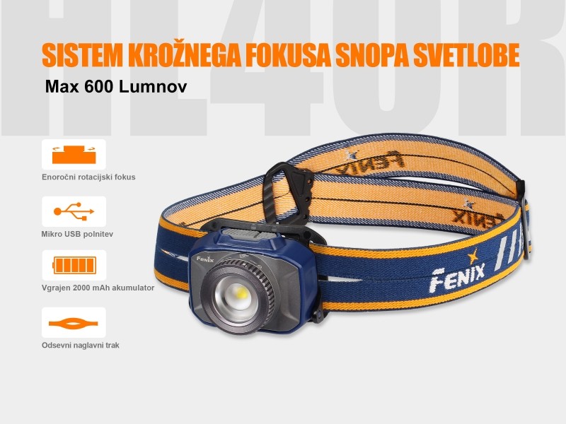 Polnilna naglavna svetilka FENIX HL40R