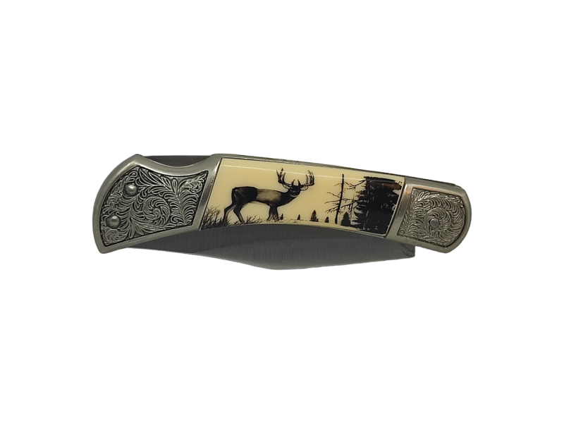 Lovski nož s motivom jelena - 8 cm