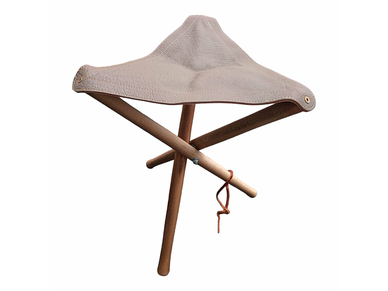 Stol trinožec lesen 50 cm - sivo/rjav