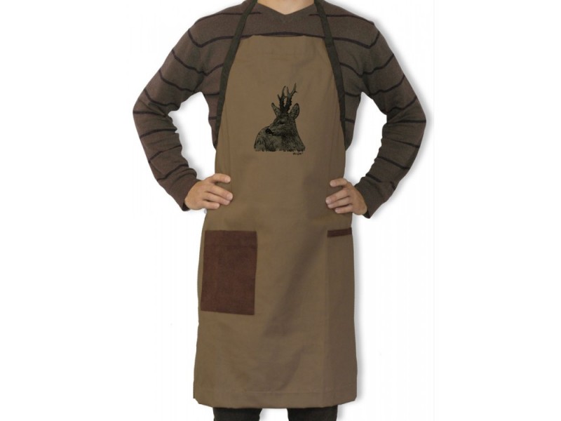 Apron with motif ROE BUCK